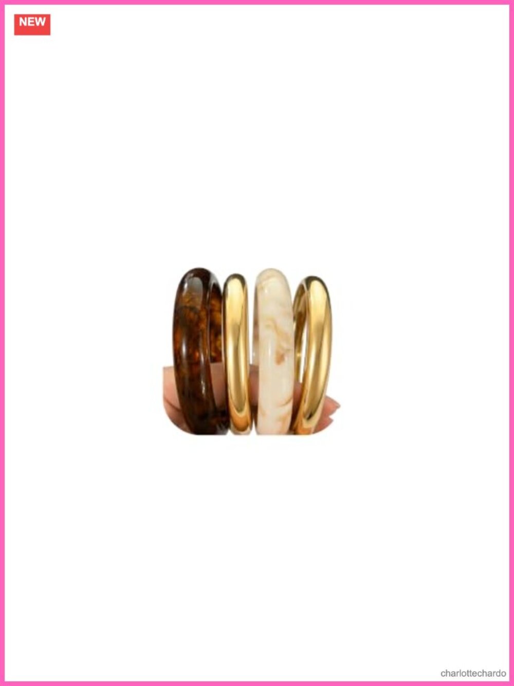 Chunky Acrylic Gold Bangle Bracelet Set Stackable Cuff Fashion Jewelry 4pc